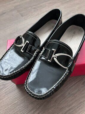 Anne Klein KK Davis Black Patent Loafer Shoes